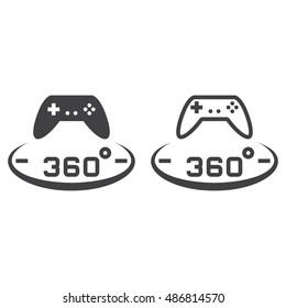 360 degree panoramic game line icon, outline and solid vector sign, linear and full pictogram isolated on white, logo illustration