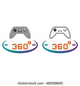 360 degree panoramic game line icon, outline and solid vector sign, linear and full pictogram isolated on white, colorful logo illustration