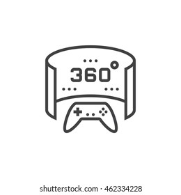 360 degree panoramic linear pictogram isolated on white
