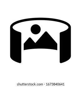 360 degree panoramic picture view.  Vector glyph flat icon 