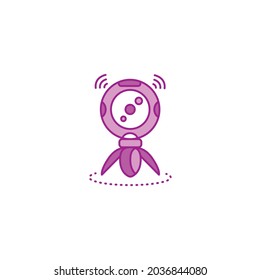 360 degree panoramic video camera on tripod color line icon. Innovative digital device. Pictogram for web page, mobile app, promo. UI UX GUI design element. Editable stroke.