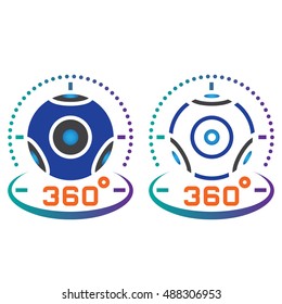 360 degree panoramic video camera line icon, outline and solid vector sign, linear and full pictogram isolated on white, colorful logo illustration