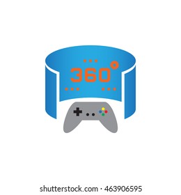 360 degree panoramic video game icon vector, solid logo illustration, pictogram isolated on white
