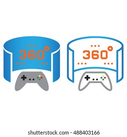 360 degree panoramic video game line icon, outline and solid vector sign, linear and full pictogram isolated on white, colorful logo illustration