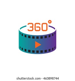 360 Degree Panoramic Video Sign. Vector Icon, Solid Logo Illustration, Pictogram Isolated On White