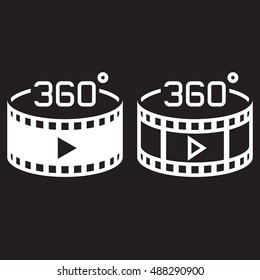 360 degree panoramic video symbol. line icon, outline and solid vector sign, linear and full pictogram isolated on black, logo illustration