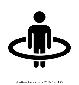 360 degree person icon. Person rotation symbol. 360 degrees virtual tour icon. 3d reality icon. Vector illustration
