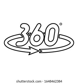 360 degree rotation arrow Concept full view icon outline black color vector illustration flat style image