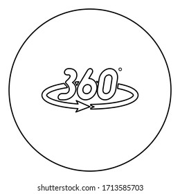 360 degree rotation arrow Concept full view icon in circle round outline black color vector illustration flat style image