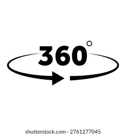 360 Degree Rotation Arrow Icon Full Circle Navigation Symbol Vector Design