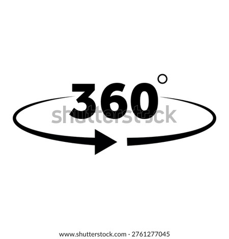 360 Degree Rotation Arrow Icon Full Circle Navigation Symbol Vector Design