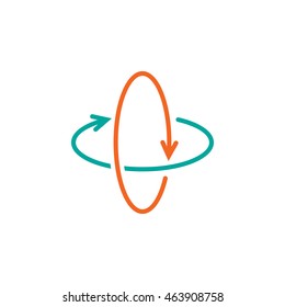 360 degree rotation arrows line icon, virtual reality outline vector logo illustration, linear pictogram isolated on white