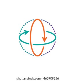 360 degree rotation arrows line icon, virtual reality outline vector logo illustration, linear pictogram isolated on white