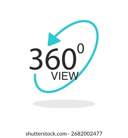 ícone de rotação de 360 graus com seta, símbolo de círculo e ilustração vetorial panorâmica. Tour virtual, conceito de negócios e elemento de design digital em fundo transparente.