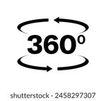 360 degree rotation icon. 360 rotation button. Silhouette Style. Vector icon