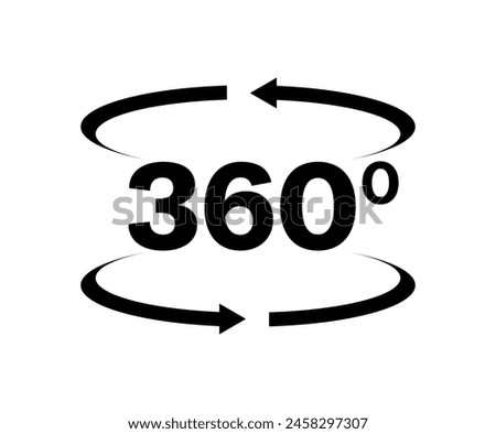 360 degree rotation icon. 360 rotation button. Silhouette Style. Vector icon