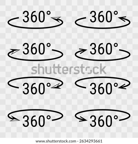 360 Degree rotation icons set on a checkered background