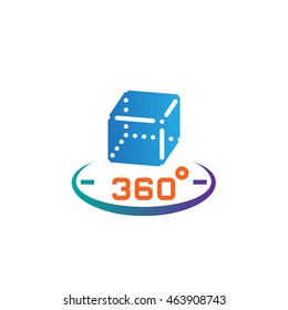 360 degree rotation sign. 3d cube symbol. vector icon, solid logo illustration, pictogram isolated on white