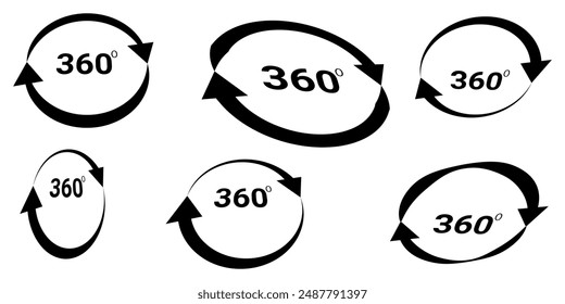 360 degree rotation symbol design. Angle 360 degree geometry math sign icon.