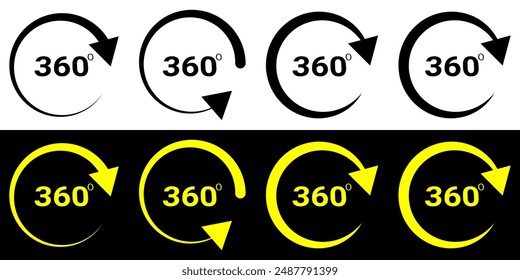 360 degree rotation symbol design. Angle 360 degree geometry math sign icon.