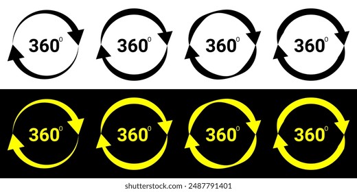 360 degree rotation symbol design. Angle 360 degree geometry math sign icon.