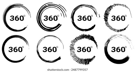 360 degree rotation symbol design. Angle 360 degree geometry math sign icon.