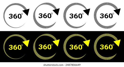 360 degree rotation symbol design. Angle 360 degree geometry math sign icon.