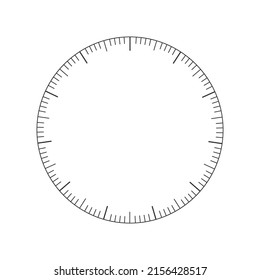 360 Degree Scale Of Barometer, Speedometer, Compass, Thermometer. Round Measuring Tool Template Isolated On White Background. Vector Graphic Illustration.