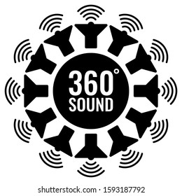 360 degree sound concept. rotation speaker, sound symbol vector