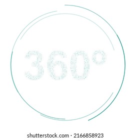 The 360 degree symbol filled with teal dots. Pointillism style. Vector illustration on white background