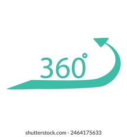 360 Grad Teal Pfeil Icon Illustration mit Vektorgrafik Rotation in einem kreisförmigen Umlauf Grafik-Symbol-Design, ideal für Web, Digital, Technologie-Branding und Logo-Konzept