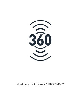 360 degree touch control. Vector linear icon isolated on white background.