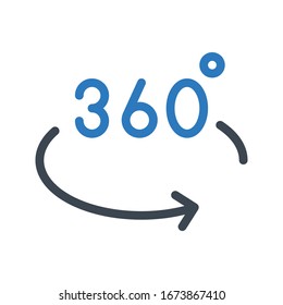 Icono de color de glifo vectorial de 360 grados 