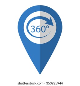 360 degree - vector icon; blue map  pointer
