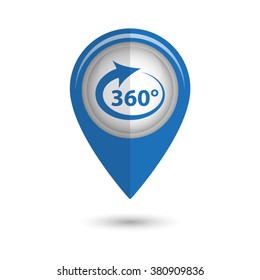 360 degree - vector icon;  blue map pointer