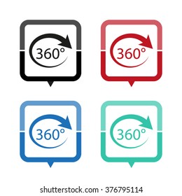 360 degree - vector icon; map pointer;  message bubble