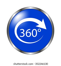 360 degree - vector icon on the blue button