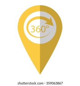 360 degree - vector icon;  yellow map pointer