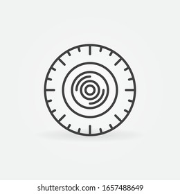 Icono o elemento de diseño del concepto de contorno vectorial de cámara de vídeo de 360 grados
