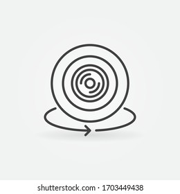 Icono mínimo o elemento de diseño de la cámara de video de 360 grados contorno vectorial