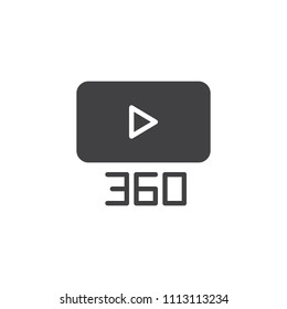 360 degree video content vector icon. filled flat sign for mobile concept and web design. Video play button simple solid icon. Symbol, logo illustration. Pixel perfect vector graphics