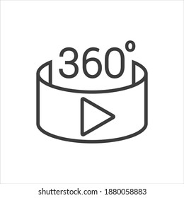 Icono de vídeo de 360 grados sobre fondo blanco