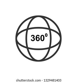 360 Degree Video or View 360 Degrees in Virtual Reality Line Art Vector Icon for Apps and Websites.