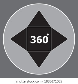 Video de 360 grados o ver 360 grados en el icono vectorial de línea de realidad virtual para aplicaciones y sitios web. Pasos 10