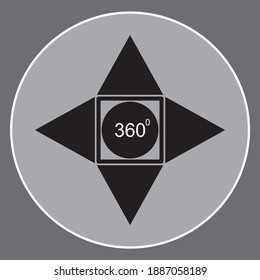 
360 degree video or view 360 degrees in virtual reality line art vector icon for apps and websites. eps 10
