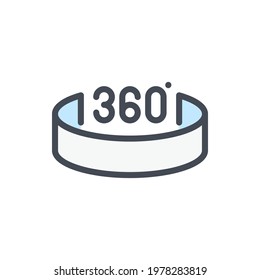 360 degree view color line icon. Angle 360 degree vector outline colorful sign.