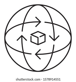 360 Degree view Concept, Globe with a Box Model Vector Icon design
