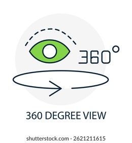  360 Degree View – Eye and Arrows Representing Full Perspective Navigation with editable stroke