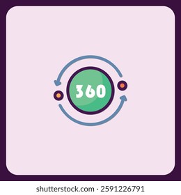 360 Degree View Icon, Circular Rotation, Panoramic Vision, Full Circle, All Around, Complete Rotation, 360 Degree Panorama, Spherical View, Virtual Reality, 360 Degree Image