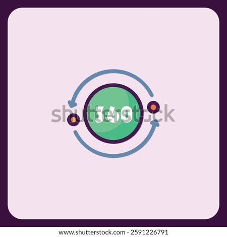 360 Degree View Icon, Circular Rotation, Panoramic Vision, Full Circle, All Around, Complete Rotation, 360 Degree Panorama, Spherical View, Virtual Reality, 360 Degree Image